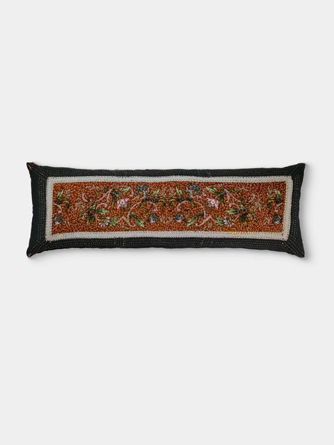 By Walid - 19th-Century Needlepoint Wool and Damask Pillow (53in/1.35m) - Multiple - ABASK - 