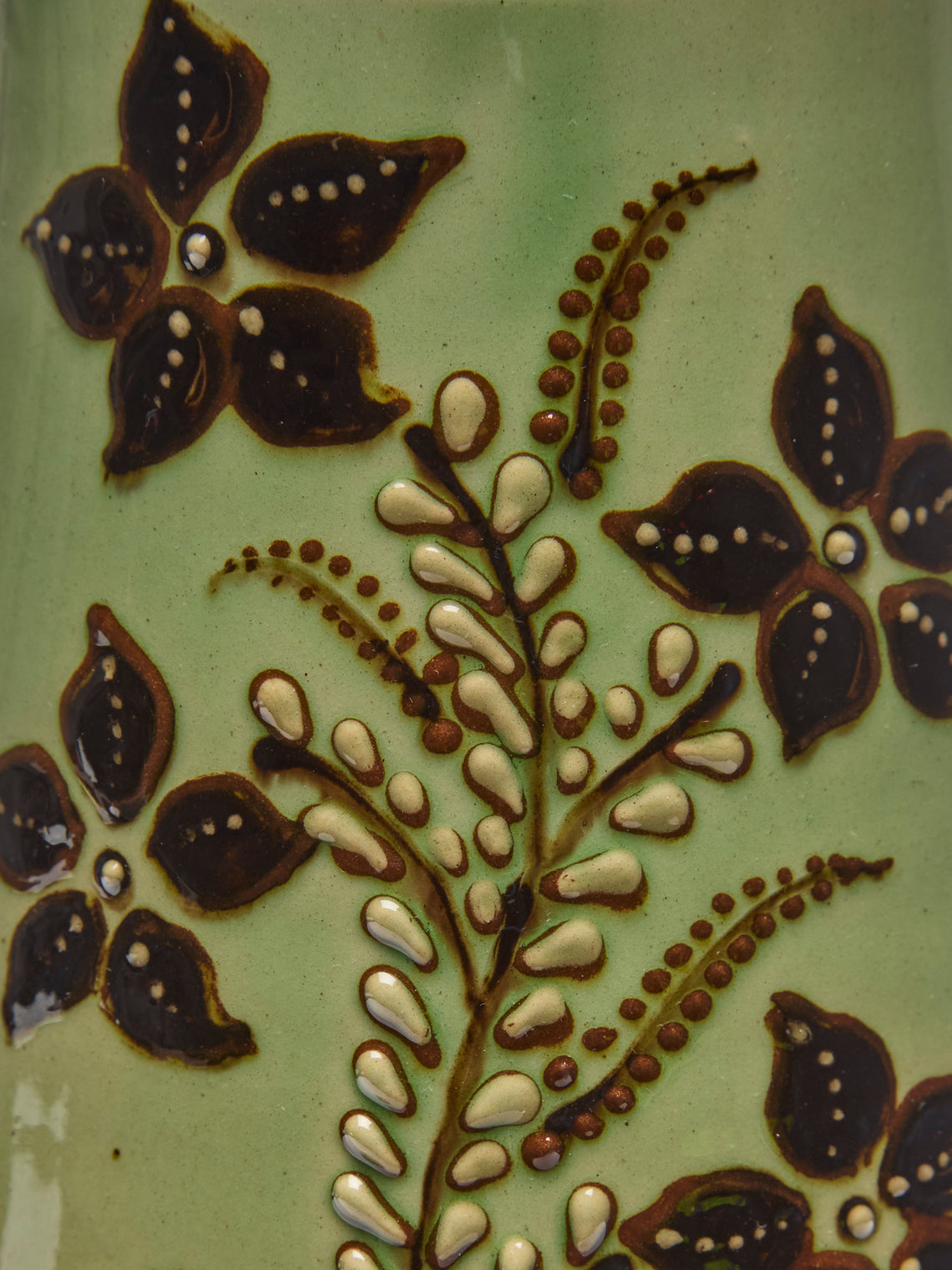 Poterie d’Évires - Flowers Hand-Painted Ceramic Milk Jug - Green - ABASK