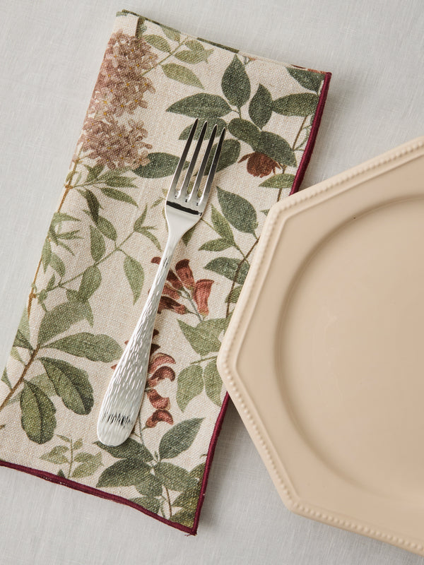 Borgo delle Tovaglie - Amalfi Sottobosco Embroidered Linen Extra Large Napkins (Set of 4) - Red - ABASK
