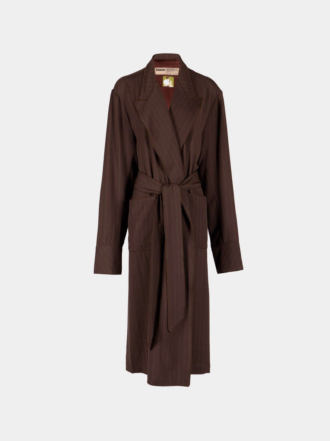 Dorso - The Gessato Wool Robe | Size: S - Brown - ABASK - 