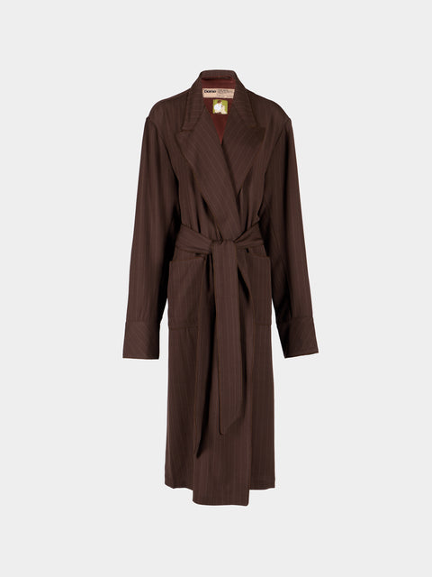 Dorso - The Gessato Wool Robe | Size: S - Brown - ABASK - 