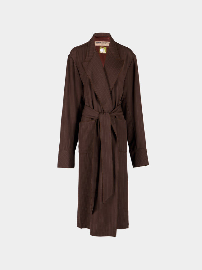 Dorso - The Gessato Wool Robe | Size: S - Brown - ABASK - 