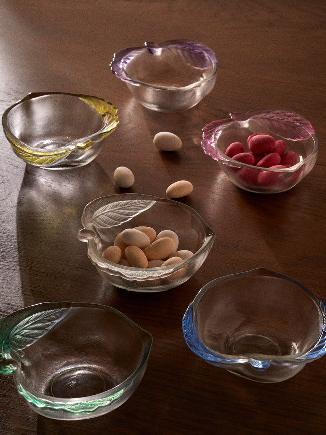 Antique and Vintage - Mid-Century Daum Apple Crystal Bowls (Set of 6) - Clear - ABASK