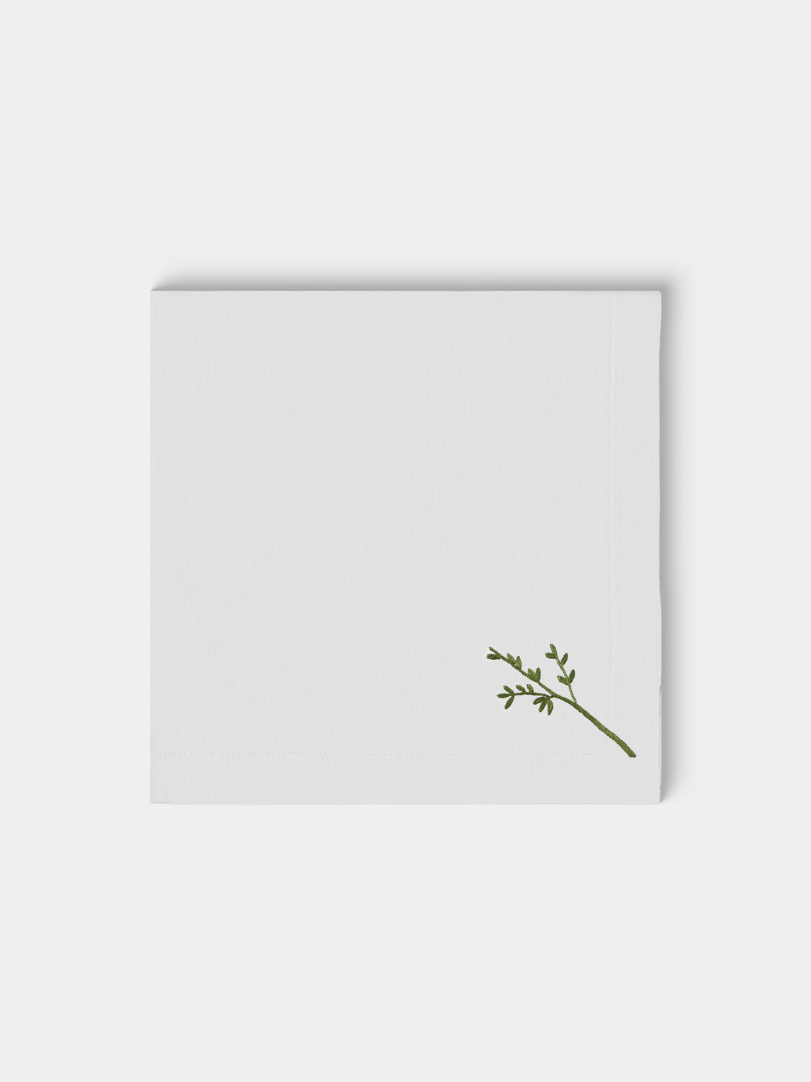 Taf Firenze - | Set of 8 | Floral Hand-Embroidered Linen Napkins - White - ABASK