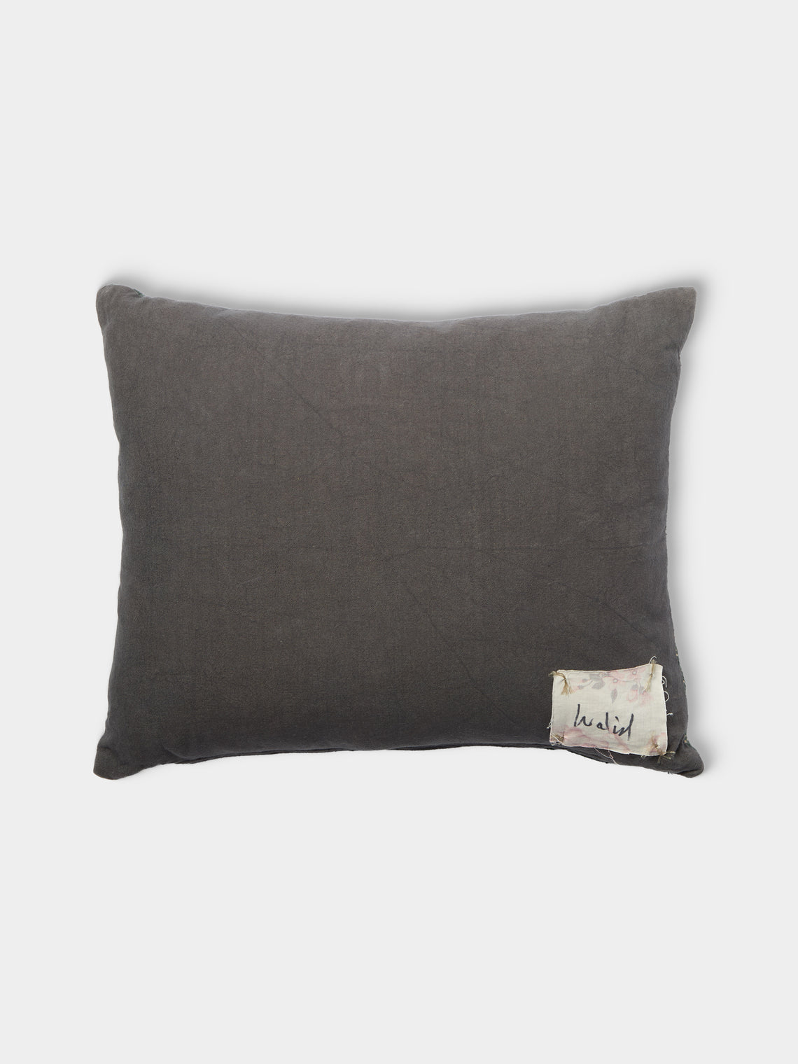 By Walid - 19th-Century Victorian Beaded Needlepoint Wool and Linen Cushion (21.5in/45cm) - Green - ABASK