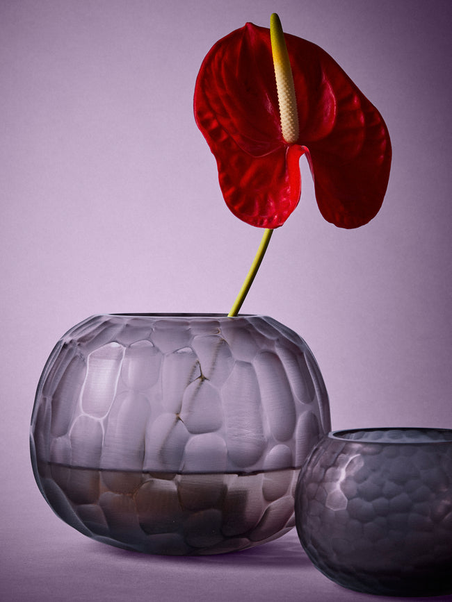Micheluzzi Glass - Riccio Ametista Bamboo Hand-Blown Murano Glass Vase (6.5in/16.5cm) - Purple - ABASK