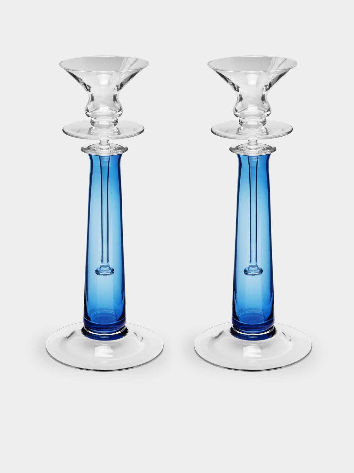 Theresienthal - Louisa Hand-Blown Crystal Candlestick (Set of 2) - Blue - ABASK