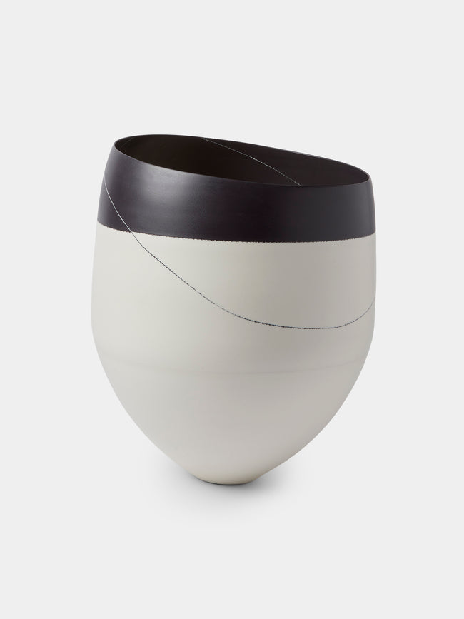 Paul James Ceramics - Fractured Reality Hand-Thrown Ceramic Vase (14in/36cm) - White - ABASK - 