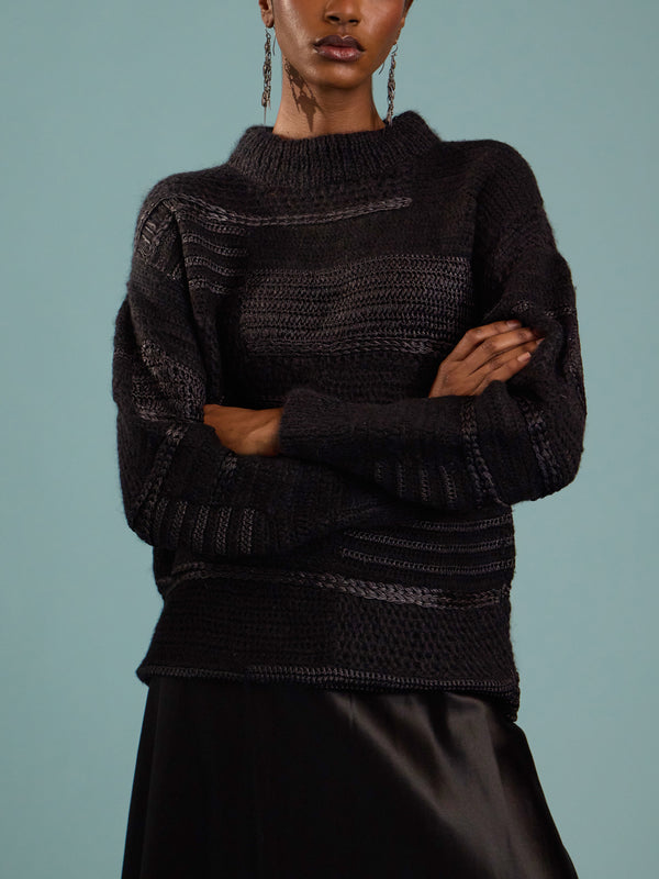 Heirlome - Vida Silk and Cashmere-Blend Sweater | Size: S - Black - ABASK