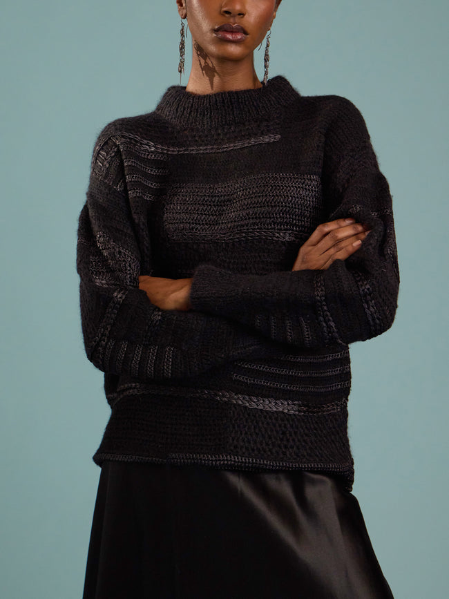 Heirlome - Vida Silk and Cashmere-Blend Sweater | Size: S - Black - ABASK