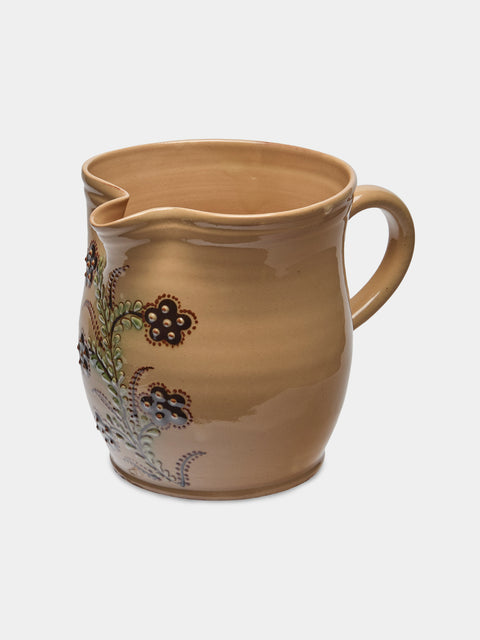 Poterie d’Évires - Flowers Hand-Painted Ceramic Jug (34oz/1L) - Cream - ABASK - 