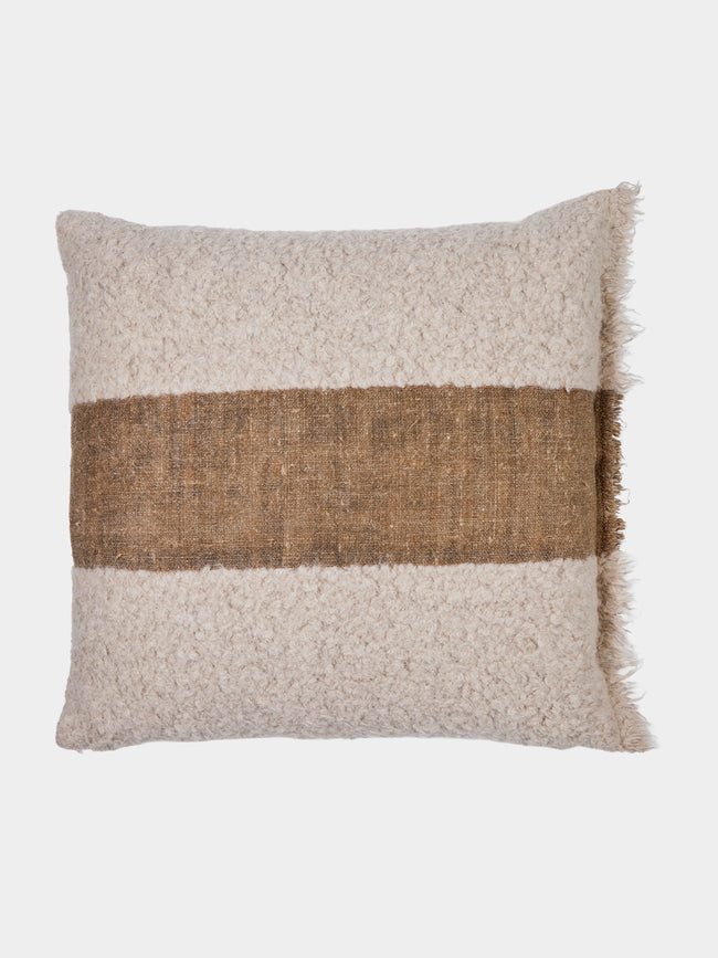 The House of Lyria - Cimide Alpaca and Silk Cushion (21.5in/55cm) - Beige - ABASK - 