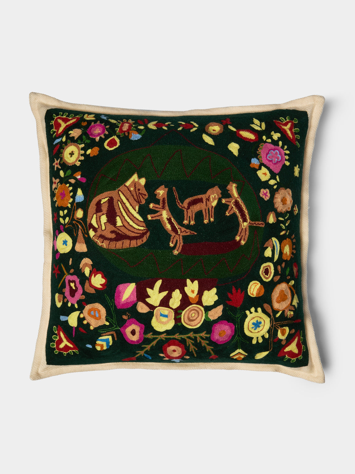 Saved NY - Hand-Embroidered Cashmere Pillow (21.5in/55cm) - Multiple - ABASK - 