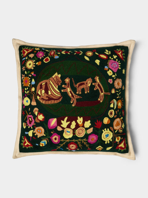 Saved NY - Hand-Embroidered Cashmere Pillow (21.5in/55cm) - Multiple - ABASK - 