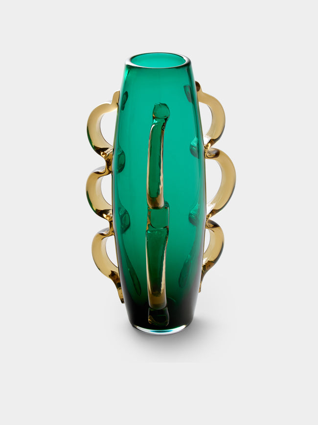 Antique and Vintage - 1990s Alessandro Mendini for Venini Glass Vase (14in/36cm) - Green - ABASK - 