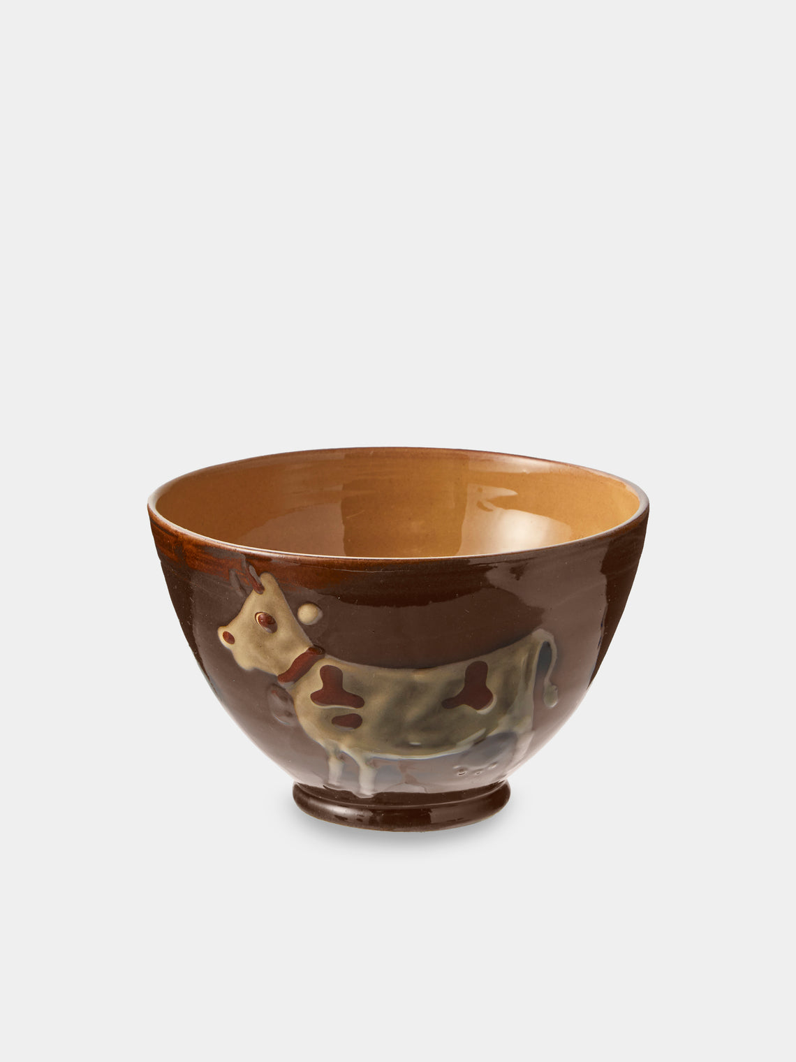 Poterie d’Évires - Cows Hand-Painted Ceramic Small Bowls (Set of 4) - Dark Brown - ABASK