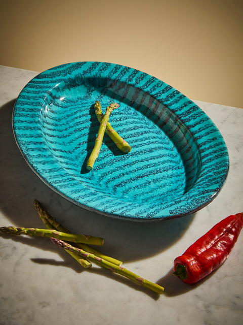 Vintage Montpellier - 1950s Robert Picault Ceramic Serving Platter - Clear - ABASK