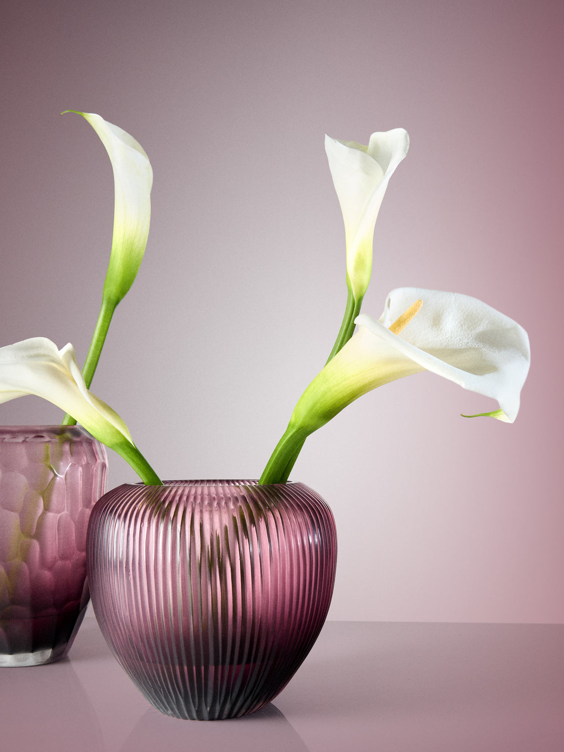 Micheluzzi Glass - Goccia Ametista Righe Hand-Blown Murano Glass Vase (8in/20cm) - Purple - ABASK