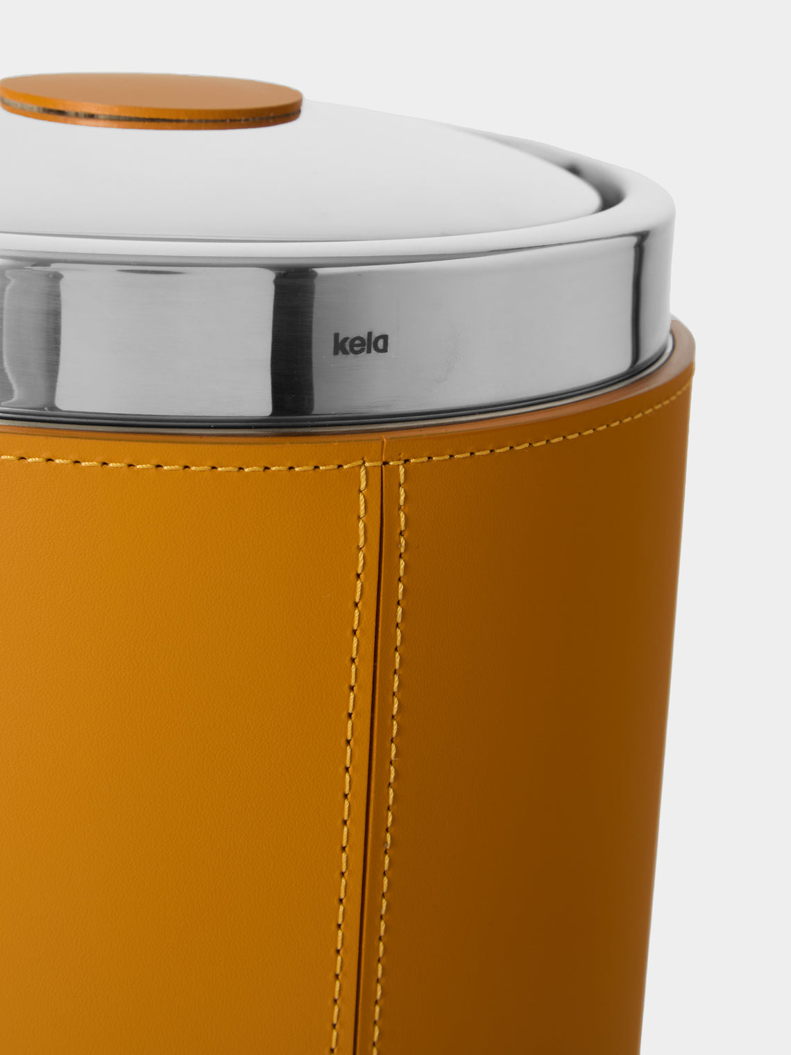 RUDI - Perry Leather Lidded Wastepaper Bin - Yellow - ABASK