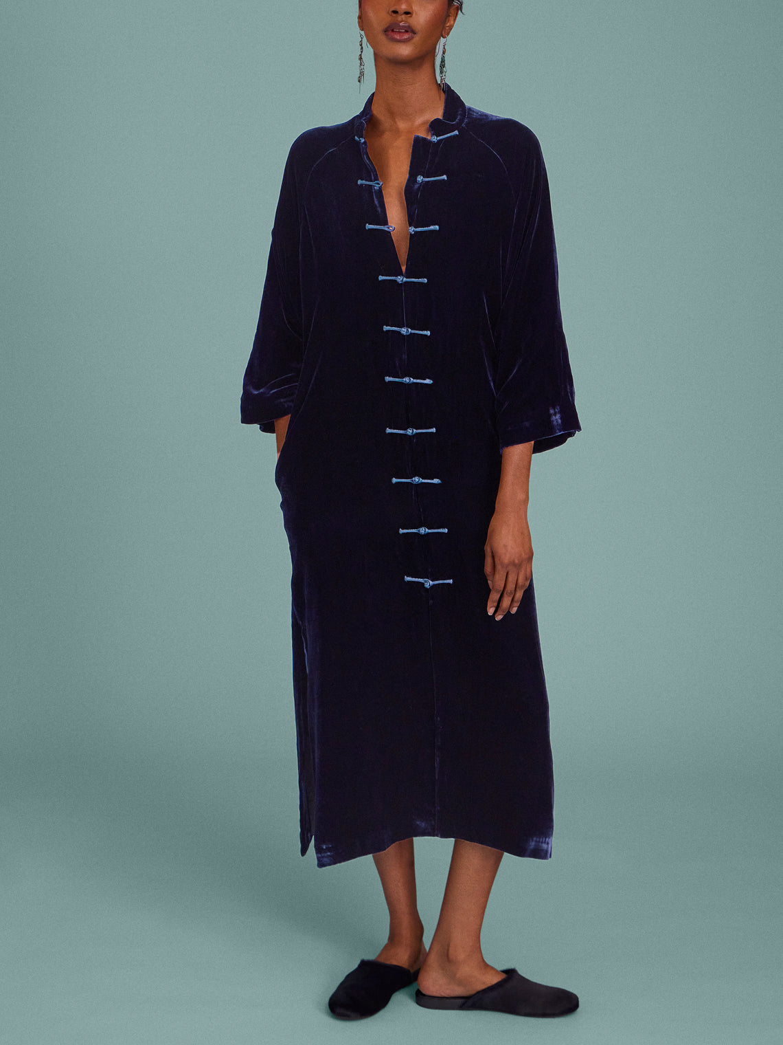 Yali Milano - Velvet Light Robe - Navy - ABASK