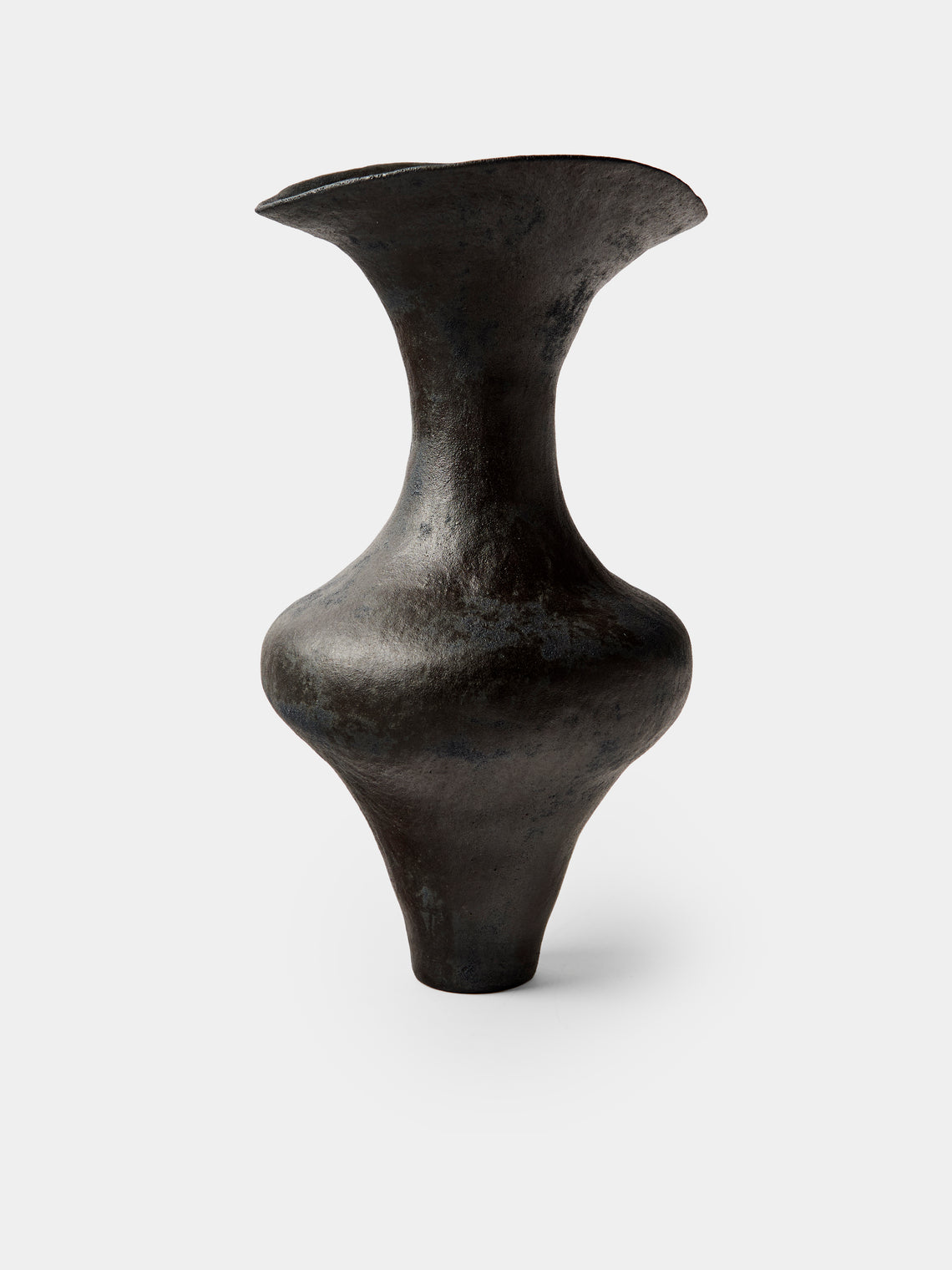 By Raffaella - Agata I Hand-Coiled Stoneware Vase (12in/30cm) - Black - ABASK - 