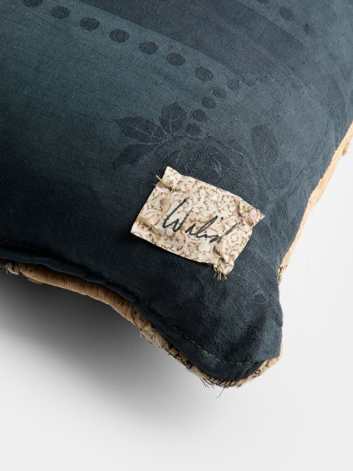 By Walid - 19th-Century Victorian Silk Patchwork Linen Cushion (21in/54cm) - Multiple - ABASK