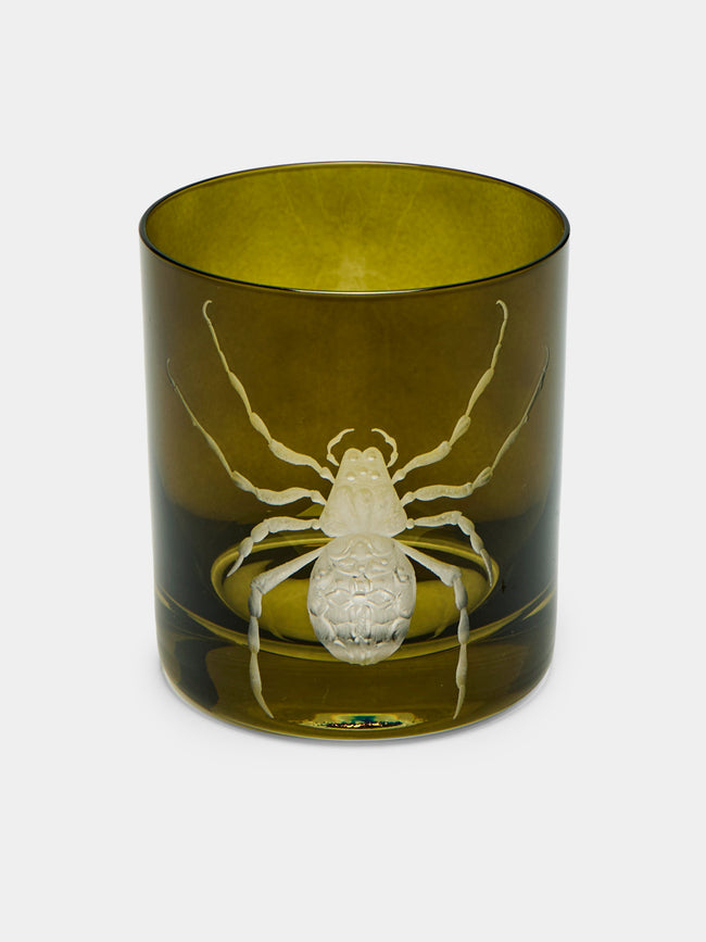 Artel - Cabinet of Curiosities Hand-Engraved Crystal Double Old Fashioned Tumbler (12.5oz/365ml) - Green - ABASK - 