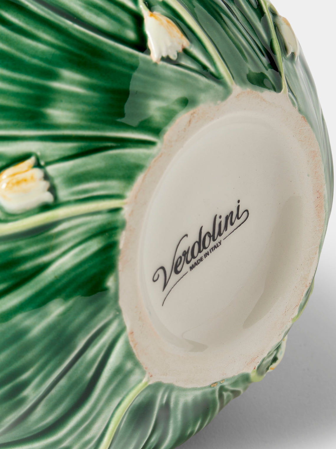 Verdolini - Lily of the Valley Hand-Painted Majolica Ceramic Pitcher - Green - ABASK