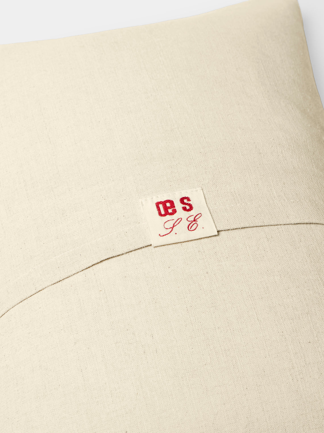 Oeuvres Sensibles - Candle Hand-Embroidered Cotton and Hemp Linen Cushion (15.5in/40cm) - Cream - ABASK