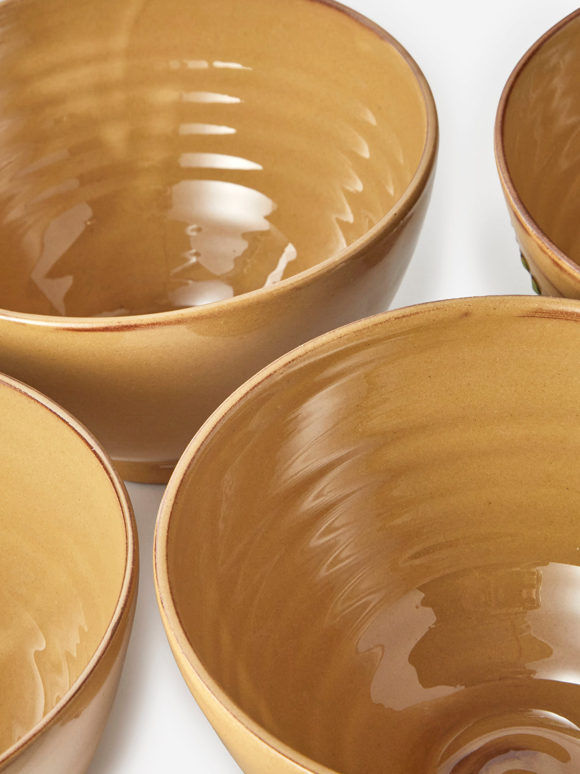 Poterie d’Évires - Flowers Hand-Painted Ceramic Grand Bowls (Set of 4) - Cream - ABASK