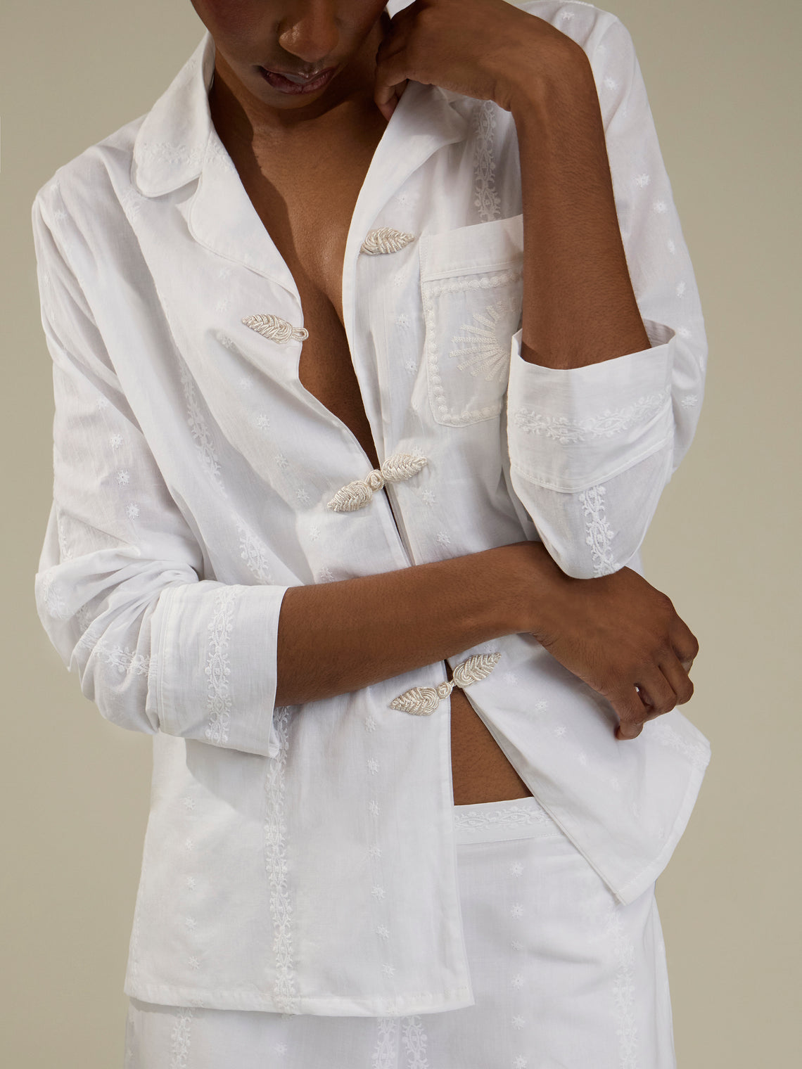 Thierry Colson - The Albertine Cotton Pajama Set - White - ABASK