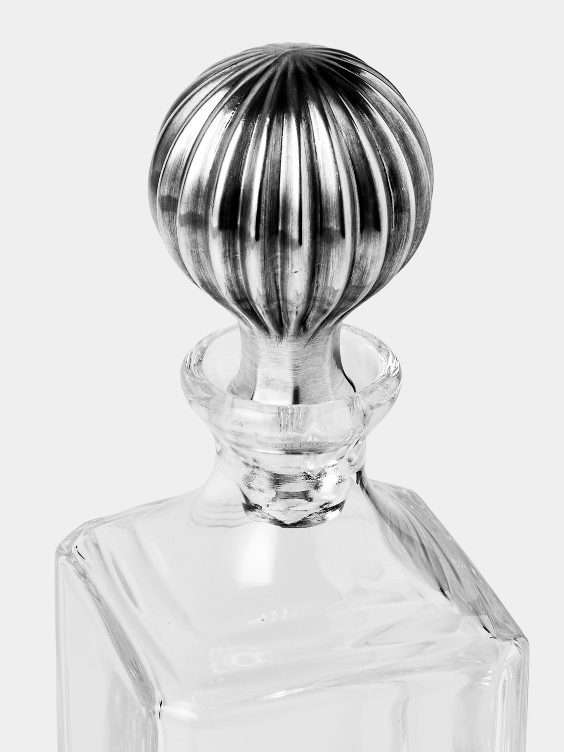 Antique and Vintage - Mid-Century Silver-Plated and Crystal Decanter - Clear - ABASK