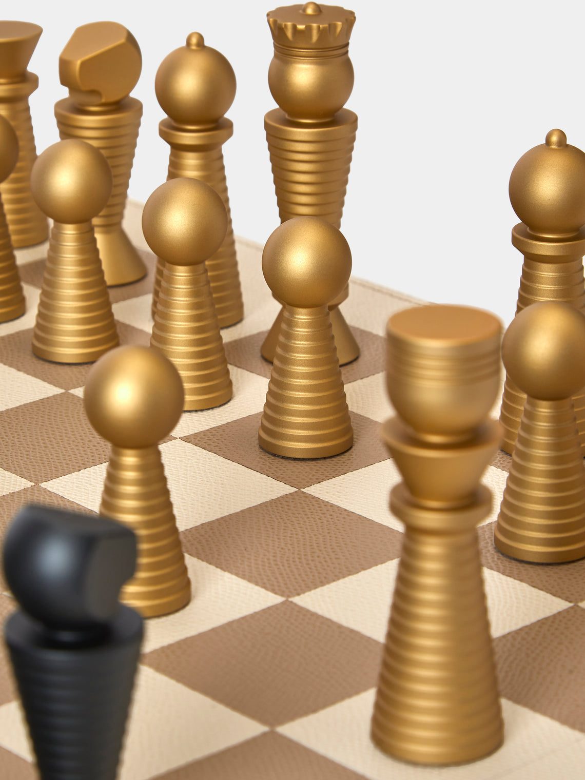 Pinetti - Leather Chess and Checkers Set - Cream - ABASK