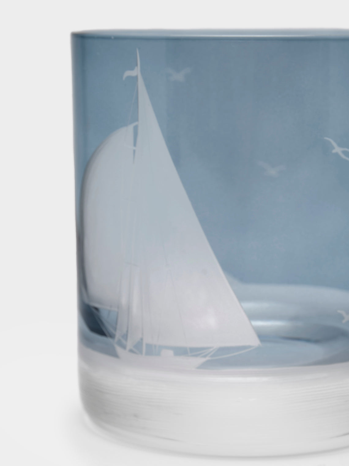 Artel - Golden Age of Yachting Hand-Engraved Crystal Double Old Fashioned Tumbler - Blue - ABASK