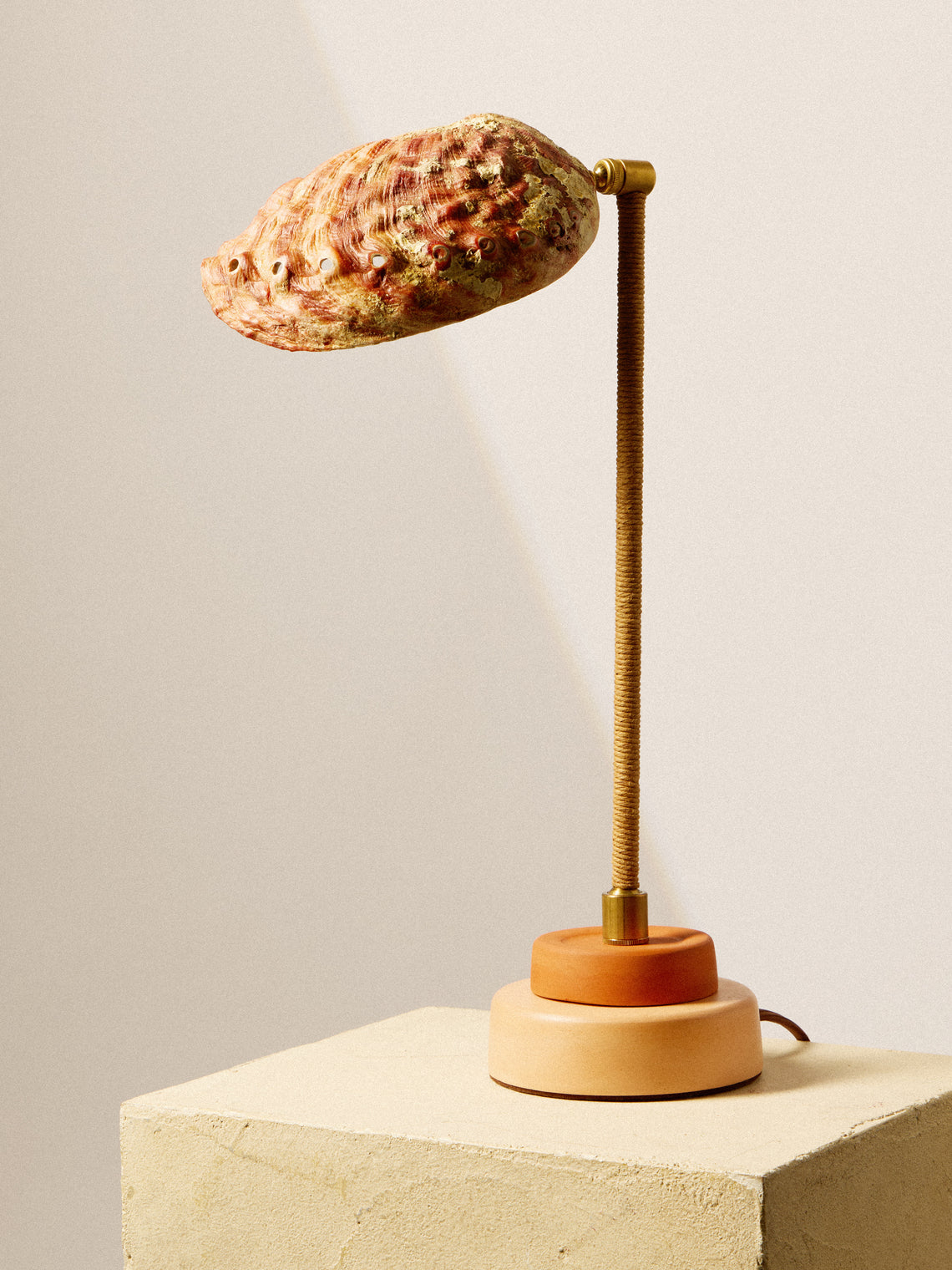 Tennant New York - Lawyer's Abalone Shell and Concrete Table Lamp - Orange - ABASK