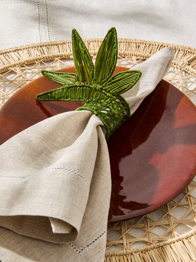 Artesanías del Atlántico - | Set of 4 | Paradise Handwoven Palm Napkin Rings - Green - ABASK