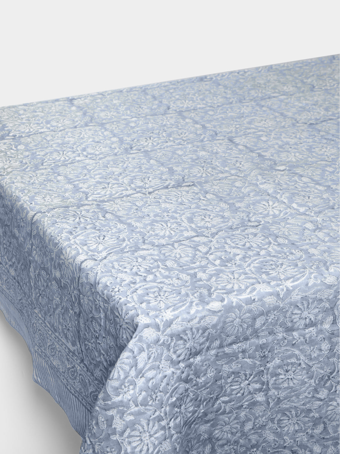 Margerita Block-Printed Linen Rectangular Tablecloth (90.5in/2.3m)