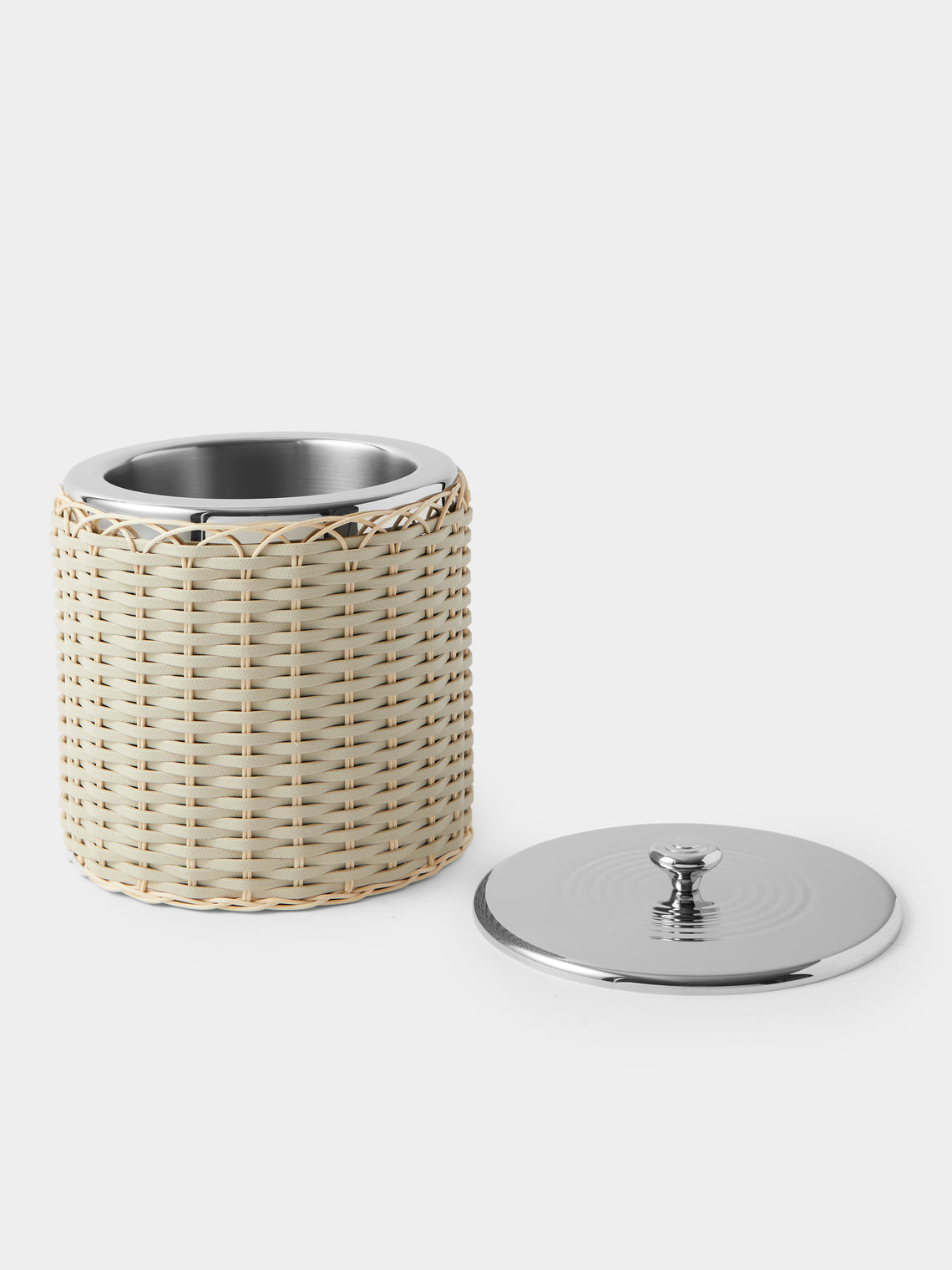 Pigment France - Menton Leather and Rattan Large Ice Bucket - Cream - ABASK