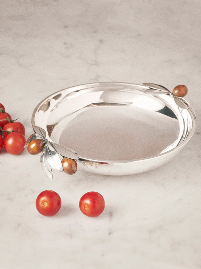 Antique and Vintage - 1950s Cesa Solid Silver and Wood Olive Bowl - Silver - ABASK