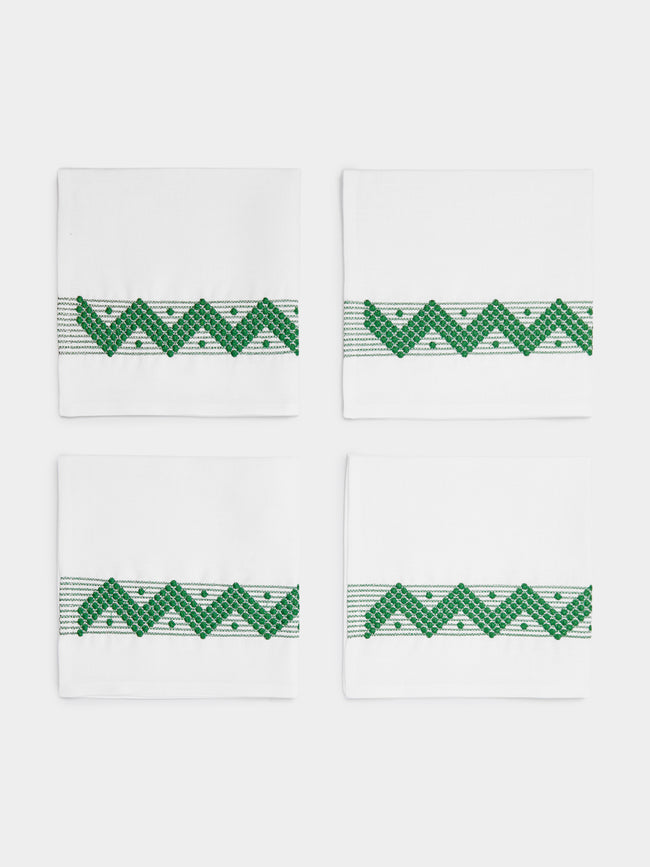 The Table Love - Zigzag Hand-Embroidered Linen Napkins (Set of 4) -  - ABASK