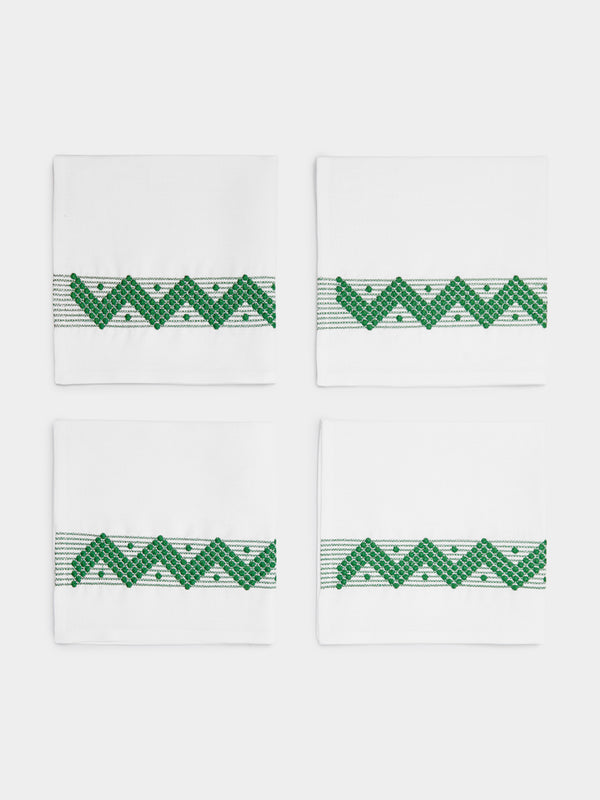 The Table Love - Zigzag Hand-Embroidered Linen Napkins (Set of 4) -  - ABASK