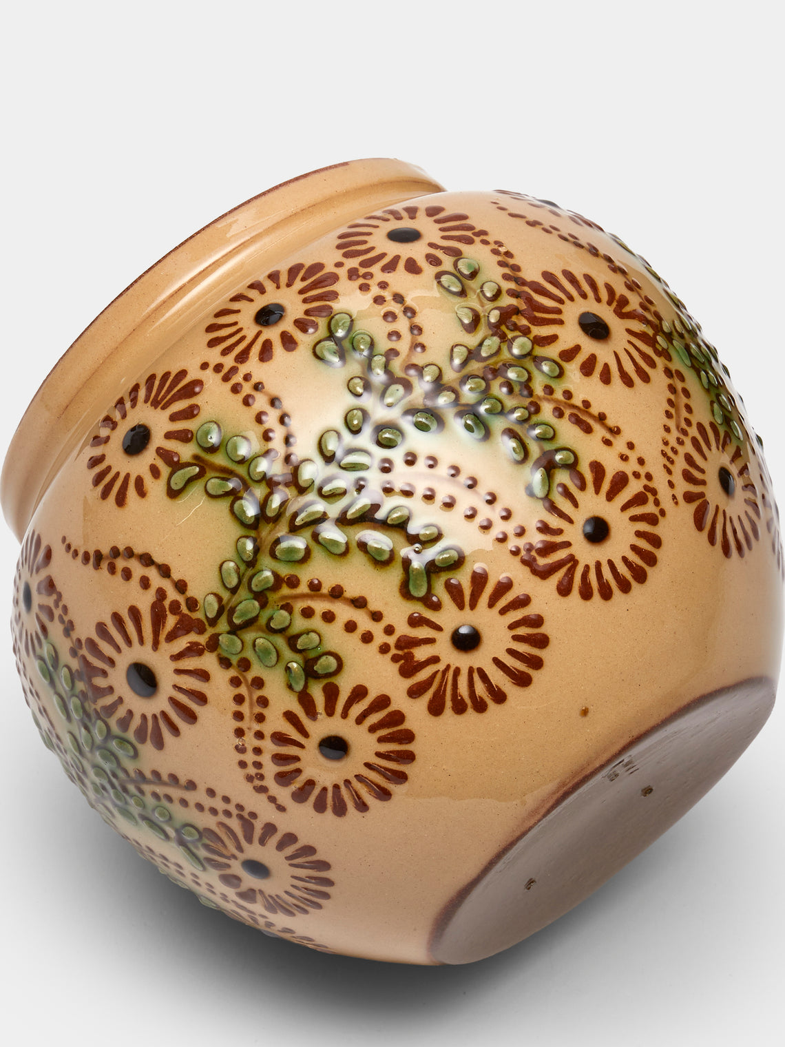 Poterie d’Évires - Flowers Hand-Painted Ceramic Vase (5in/13cm) - Cream - ABASK