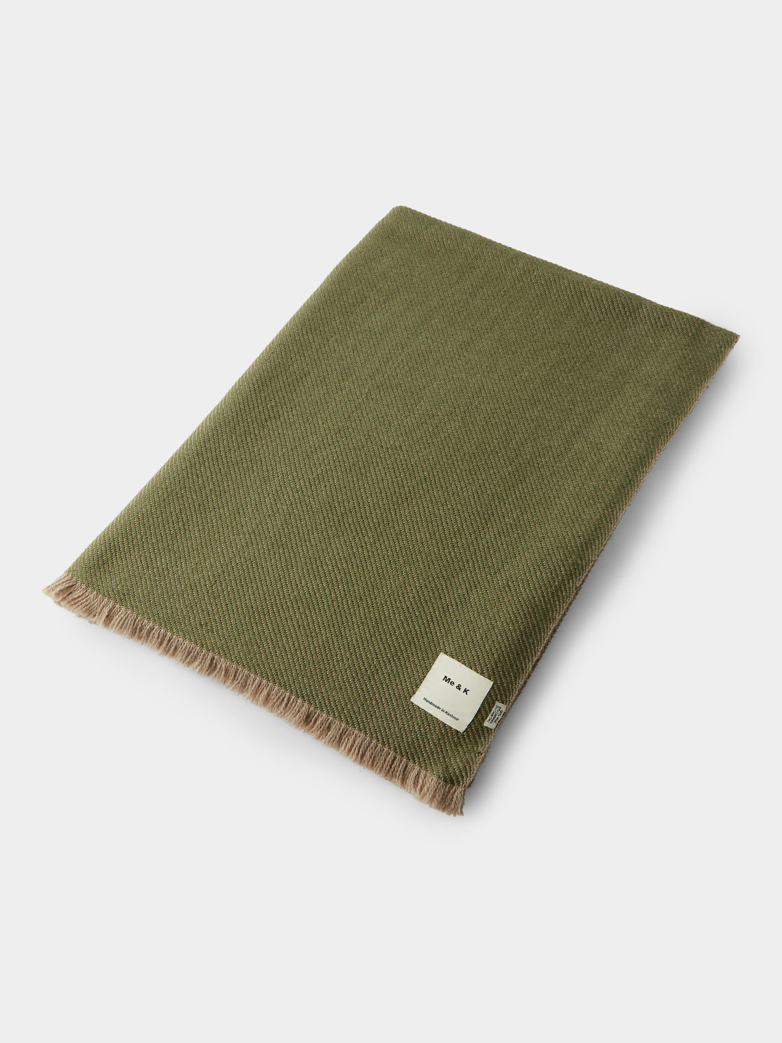 Me & K - Reversible Merino Wool and Cashmere King-Size Blanket (106in/2.7m) - Green - ABASK