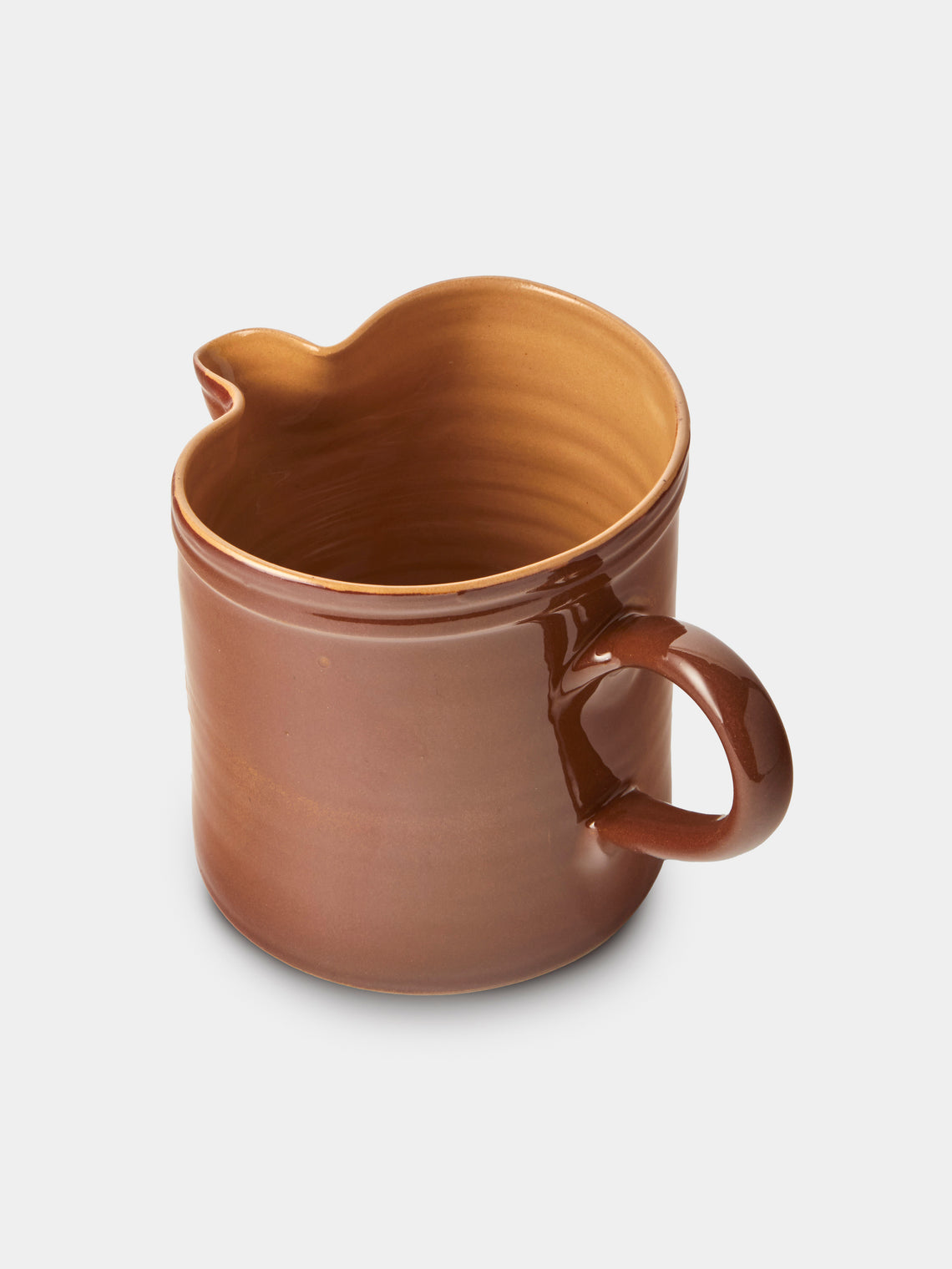 Poterie d’Évires - Flowers Hand-Painted Ceramic Straight-Edge Medium Jug - Light Brown - ABASK