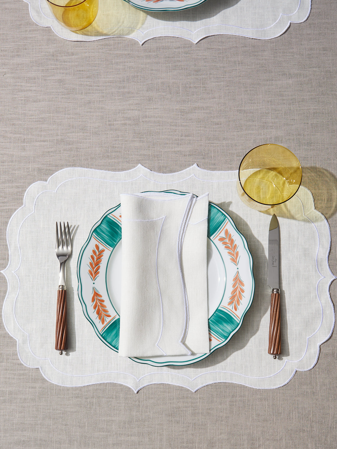 La Gallina Matta - Ninette Linen Placemats (Set of 4) - White - ABASK