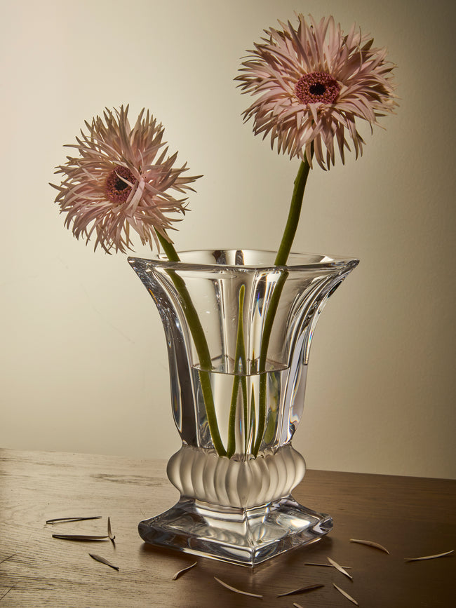 Antique and Vintage - Mid-Century Daum Crystal Vase (9in/23.5cm) - Clear - ABASK