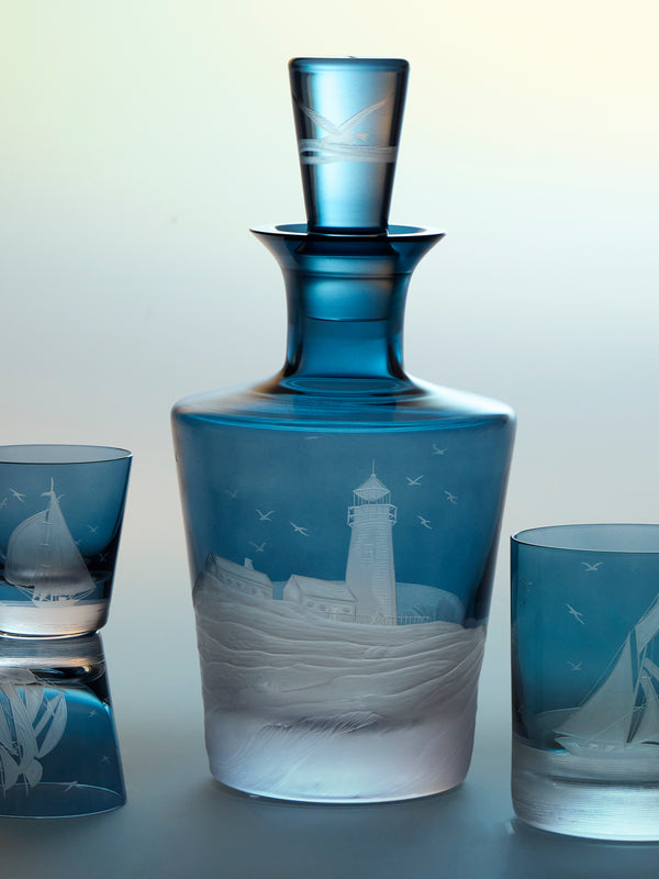Artel - Golden Age of Yachting Hand-Engraved Crystal Decanter - Blue - ABASK