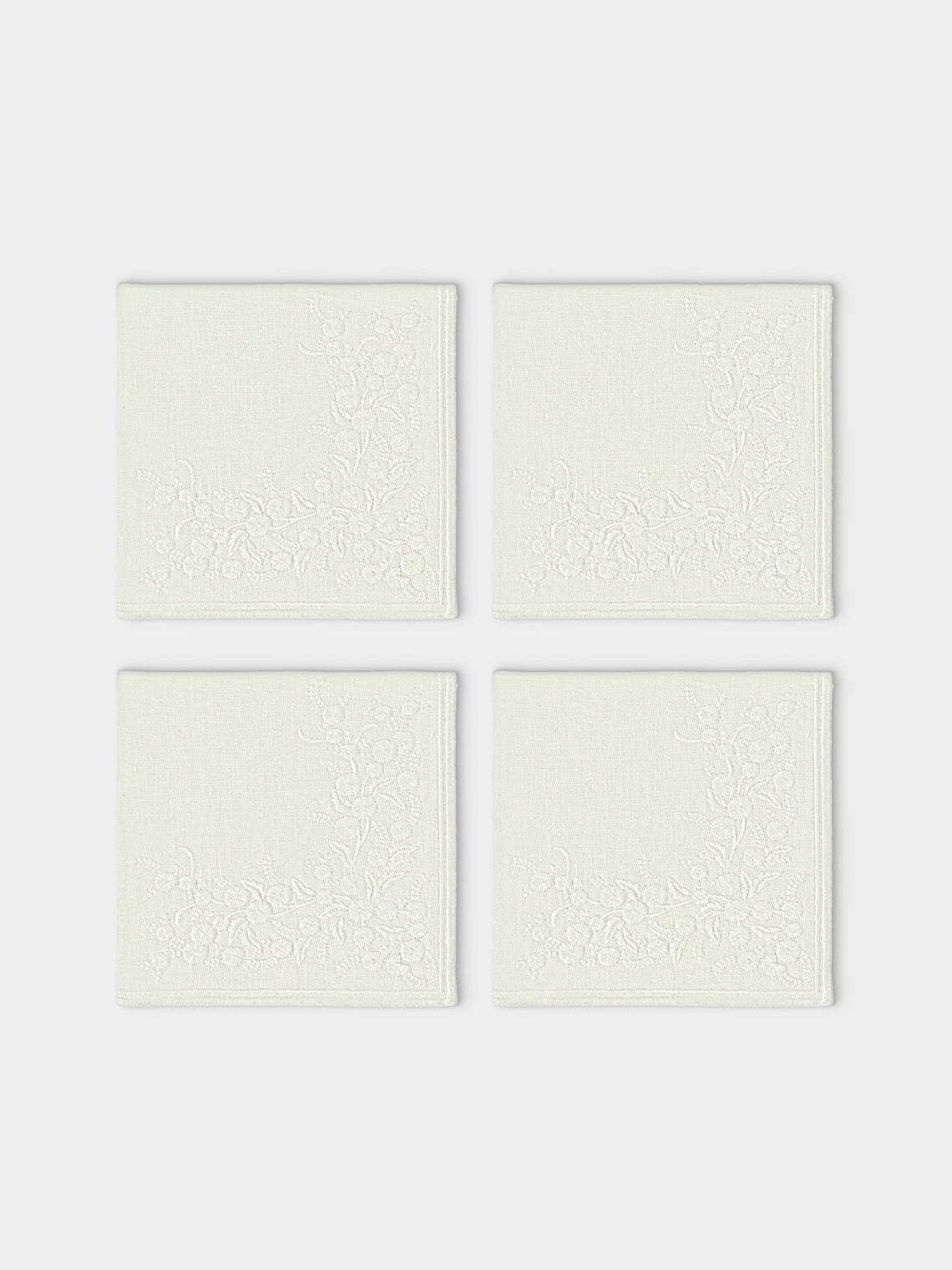 Borgo delle Tovaglie - Venaria Embroidered Linen Napkins (Set of 4) - Ivory - ABASK - 