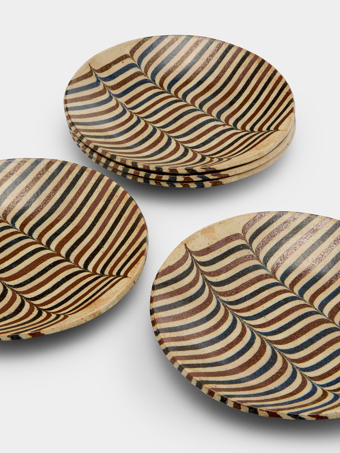 Makidani-gama - No. 3 Nerikomi Ceramic Plates – 8in/21cm (Set of 5) - Multiple - ABASK