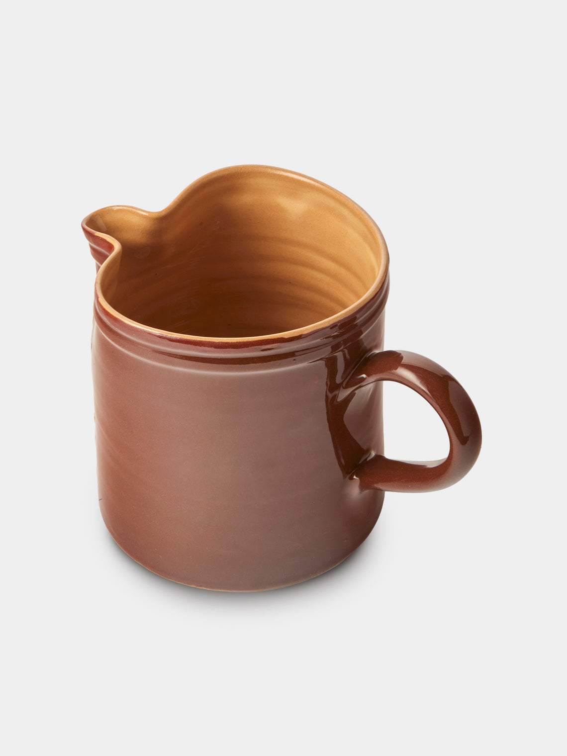 Poterie d’Évires - Flowers Hand-Painted Ceramic Straight-Edge Medium Jug - Light Brown - ABASK